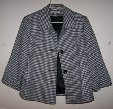 JM COLLECTION Women&#39;s Blazer/Jacket - Black &amp; White / Herringbone - Sz 12 - EUC - £23.97 GBP