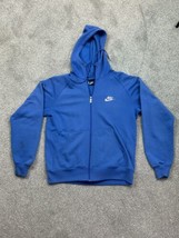 VTG 1980s Nike Zip Up Hoodie Sweater Swoosh Blue Tag MEDIUM Stain - £73.95 GBP