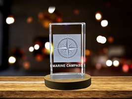 LED Base included | Navigating History | Marine Compass 3D Engraved Crystal - £31.96 GBP+