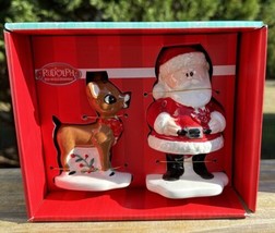 Rudolph The Red-Nosed Reindeer SANTA &amp; RUDOLPH Salt &amp; Pepper Shakers Set New - $28.99