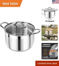 Induction-Compatible 12 Quart Stainless Steel Stock Pot with Riveted Han... - $60.00