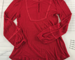Lucky Brand Top Womens Large Red Hook and Eye Clasp Tunic Cottagecore - £10.85 GBP