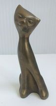 Vintage Brass Cat Figurine 6 Inch Paper Weight Sitting Kitten Figure image 6