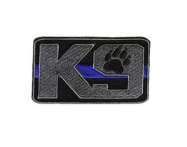 THIN BLUE LINE K9 Law Enforcement Police 3.5&quot; x 2&quot; iron on patch (4601) (F7) - £6.42 GBP