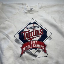 Vtg Minnesota Twins Sweatshirt Men Sz XL Fruit Loom Tag MLB 87 World Champs Read - $17.60