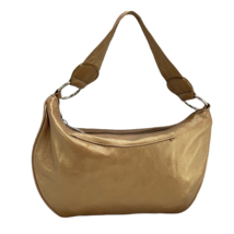 BOLSA Women&#39;s Handbag Leather Hobo Gold Baguette - $31.49