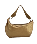 BOLSA Women&#39;s Handbag Leather Hobo Gold Baguette - $31.49