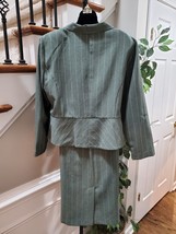 Sweet Suit Women&#39;s Green Striped Long Sleeve Blazer Coat &amp; Skirt 2 Pc&#39;s Set 14W - £35.35 GBP