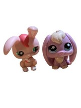 Littlest Pet Shop Bunny Rabbit Long Ears Lot Of 2 Pink Purple Blue Eye Authentic - £10.24 GBP