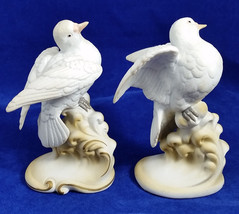 Vintage Lefton Ceramic Porcelain Pair of White Doves KW2291 Japan - £15.92 GBP