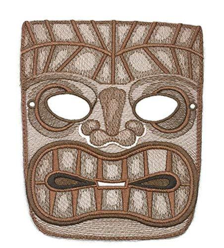 Amazing Custom Tiki Mask Embroidered Iron On/Sew Patch [5.6" x 6.75"] [Made in U