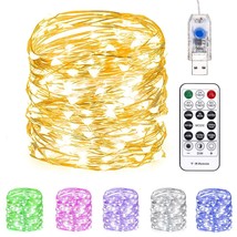 Fairy Lights 66 Ft 200 Led Usb Twinkle String Lights Plug In Silver Wire... - £14.90 GBP