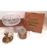 LOT 3 CANDLE Accessories w/ Princess House #830 Full Lead Crystal Votive Brass