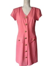 Vtg 90s All That Jazz Sz 11/12 Sheath Dress Womens Coral Statement Butto... - £19.35 GBP