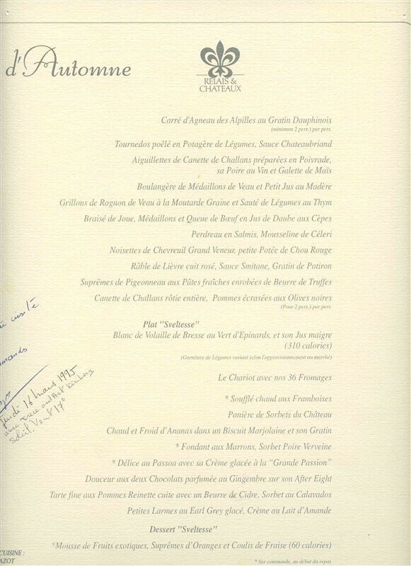 Chateau de la Chevre d'Or Menu Eze Village France Chef Signed 2
