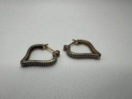 Vintage Gold Over Sterling Diamond Heart Hoop Earrings 2.1cm - £14.24 GBP