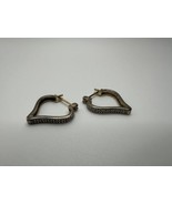 Vintage Gold Over Sterling Diamond Heart Hoop Earrings 2.1cm - £14.01 GBP