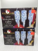 Set Of 2 Boxes - Kurt S. Adler Indoor LED Icicle-Style Lights 10 Bulb String - £18.02 GBP