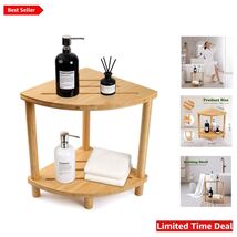 Elegant Bamboo Corner Shower Stool - Waterproof 2-Tier Design Ideal for ... - $96.97