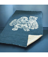 Vintage San Marcos Blanket Reversible Puppy Dog Kitten Cat- Blue White A... - $1,245.93 MXN