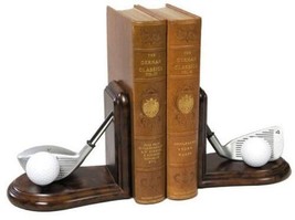 Bookends Bookend GOLF Lodge Driver and Four Iron Club Chocolate Silver Brown - £215.02 GBP