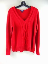 Chaps Red Knit V-Neck Sweater Womens L - £19.32 GBP