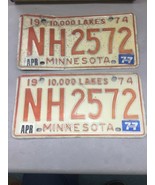 Match Number Set Pair 1974 NH 2572 MINNESOTA MN LICENSE PLATE Tag Emboss... - €60,50 EUR