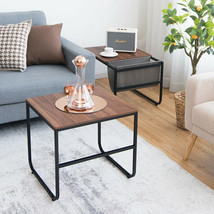 Set of 2 Nesting Coffee Tables with Side Pocket for Living Room Bedroom-... - £128.39 GBP