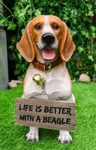 Ebros Beagle Welcome Greeter With Jingle Collar Sign Statue 12"H Dog Hom... - $58.99