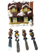 MINT Christmas House Holder w/Reindeer Spreaders Knives - $12.42 CAD
