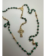 Vintage Creed Gold And Malachite Rosary 22” Hoop - $67.32