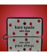 Kate Spade Wallet Black Large Continental Wallet Apple Embroidered Teach... - $171.48