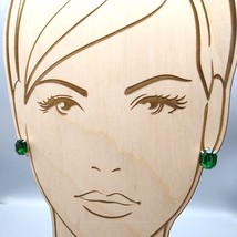 Vintage Faceted Green Crystal Earrings with Emerald Cut Sparkle, Classic Tiny - £25.52 GBP
