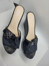 Women&#39;s Coach Geri black patent leather slip on wedge sandal shoes heels 11 - £19.38 GBP