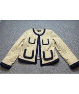 J.Crew Navy Blue Tan Quilted Safari Fringe Trim Jacket Size 6 BBL JD - $67.99 CAD