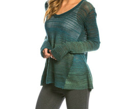 NWT New Womens L Prana Julien Sweater Top Organic Dark Teal Blue Logo LS Layer  - £165.93 GBP