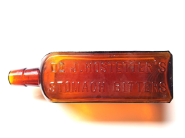 Antique Dr. J. Hostetter&#39;s Stomach Bitters Amber Blown Glass Bottle 1800&#39;s - $35.00