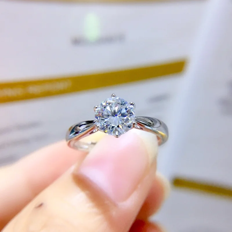 Moissanite Ring for Women Engagement Anniversary Gift 1CT VVS 6.5MM Lab Diamond  - £45.45 GBP