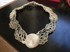 Handmade Gold tone Woven Wire Choker Necklace - £23.54 GBP