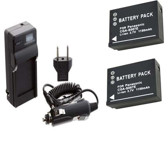 TWO Batteries + Charger for Panasonic DMC-TZ2EG-K DMC-TZ2EG-S DMC-TZ2GK DMC-TZ3 - $26.91