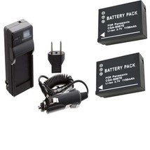 TWO Batteries + Charger for Panasonic DMC-TZ2EG-K DMC-TZ2EG-S DMC-TZ2GK ... - £21.05 GBP