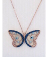 Silver butterfly evileye necklace - $73.00