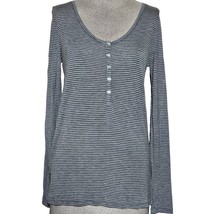 Gray and White Striped Long Sleeve Tee Size Small  - £19.47 GBP