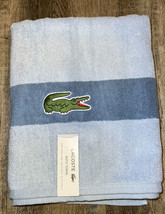 Lacoste ~ Blue Bath Towel 100% Cotton 30&quot; x 52&quot; Blue Big Crocodile Logo (D) - $29.07