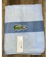 Lacoste ~ Blue Bath Towel 100% Cotton 30&quot; x 52&quot; Blue Big Crocodile Logo (D) - £21.83 GBP