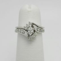 Unique 1.5CT Marquise Cut Diamond Engagement Wedding Ring in 14K White Gold Over - £72.93 GBP