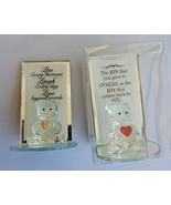 2 Pcs Set Clear Glass Baron Bears Heart Live Laugh Love Joy Plaque Figur... - €12,70 EUR