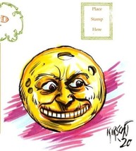 Halloween Matthew Kirscht Cat Placing The Moon Stars Hand Sketch #68 Postcard MK - £70.44 GBP