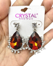 1.5/8&quot; Long Classy Elegant Brown Fake Topaz Crystals Earrings Costume Jewelry - £12.10 GBP