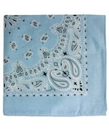 Light Blue Paisley Print Cotton Western Bandana - $20.17 CAD